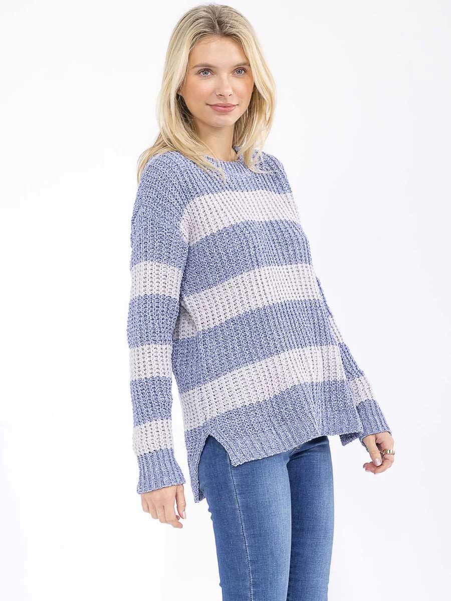 Blue Striped Knitted Sweater
