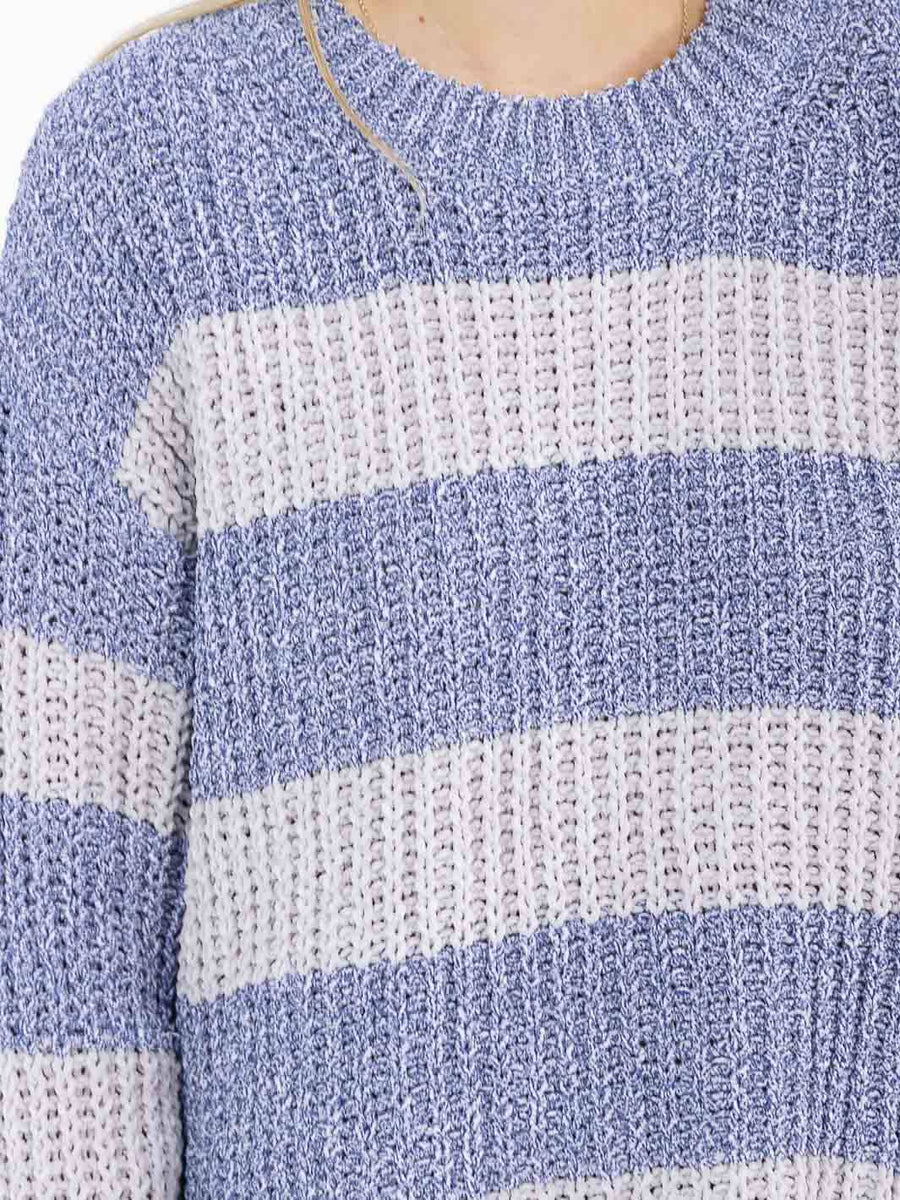 Blue Striped Knitted Sweater