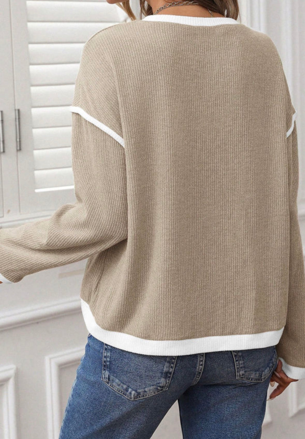 Beige Knit Loose Top