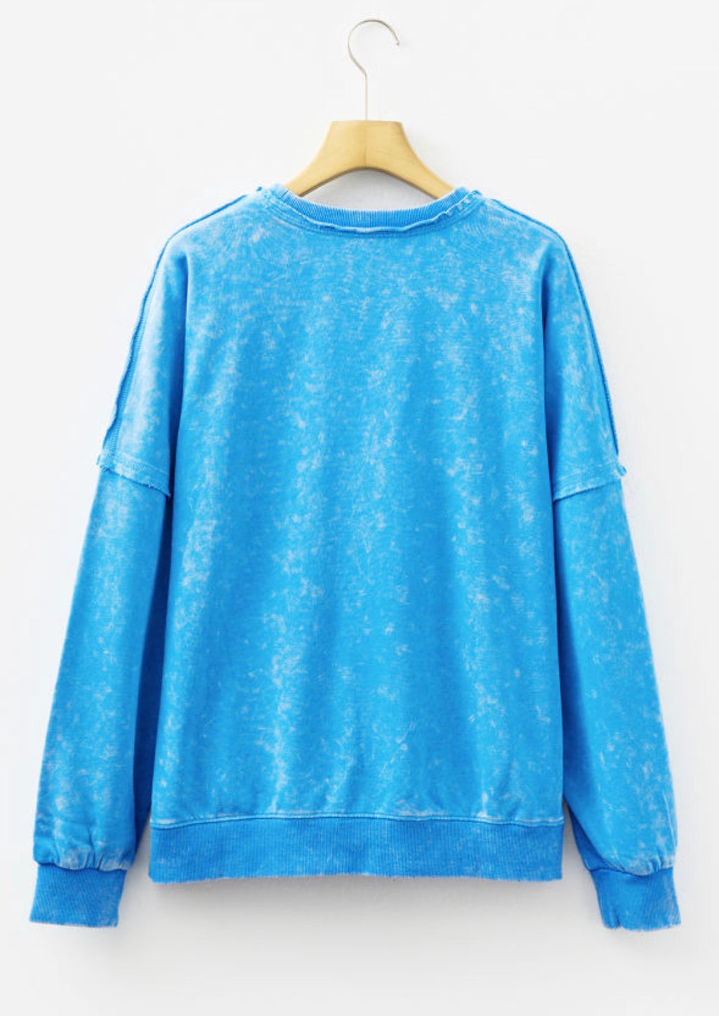 Blue Mineral Wash Raw Seam Sweatshirt