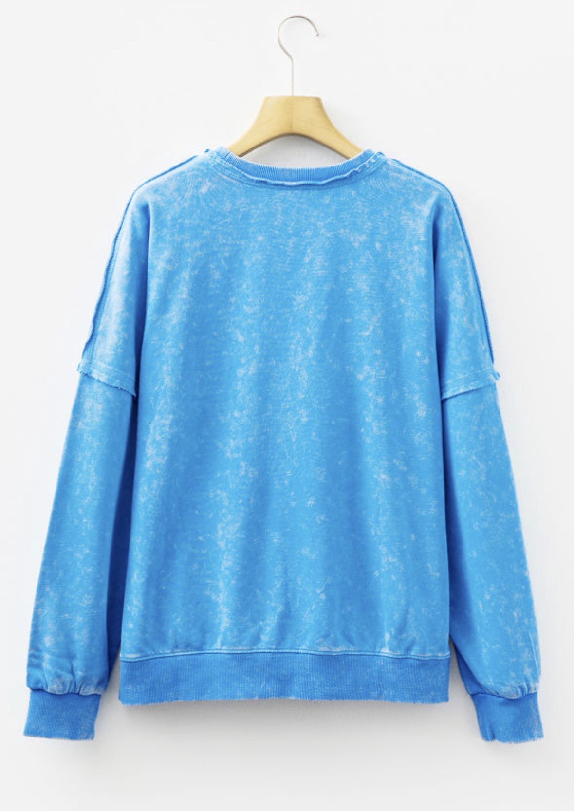 Blue Mineral Wash Raw Seam Sweatshirt