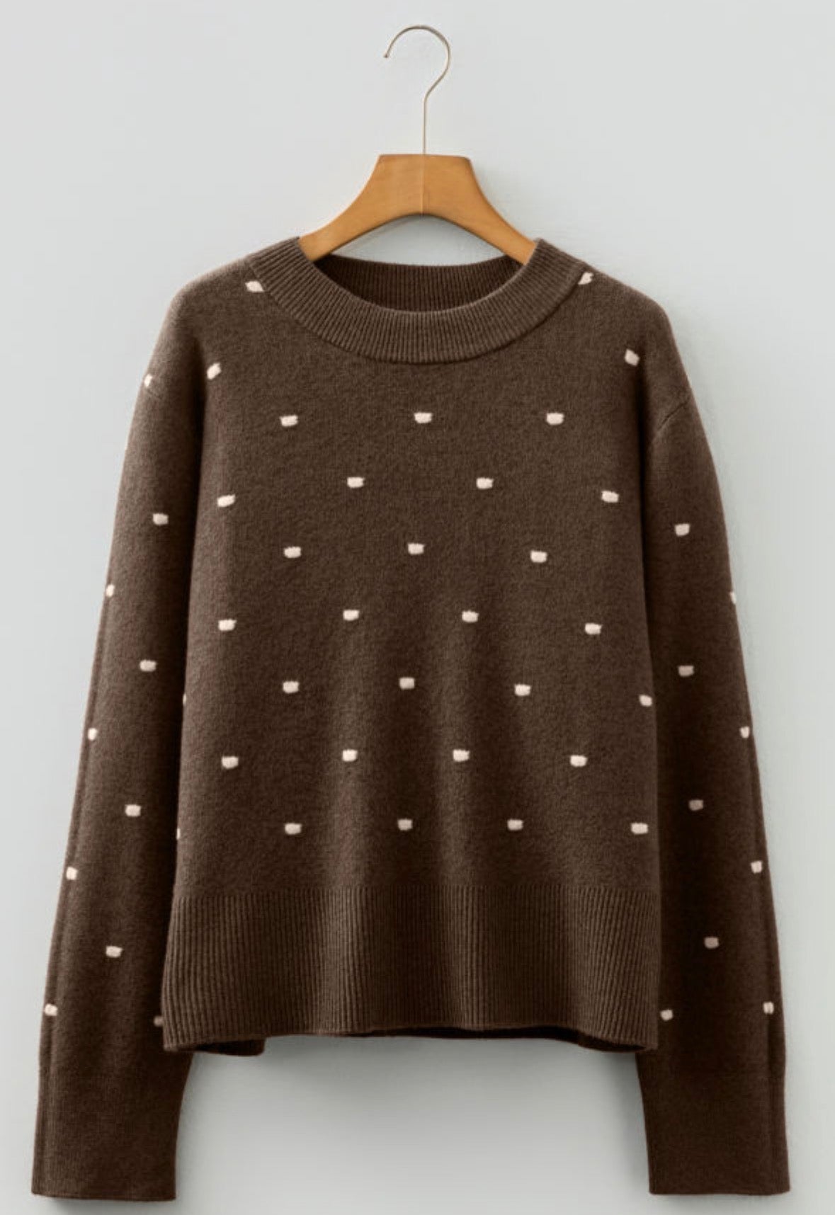 Coffee Dotted Print Sweater