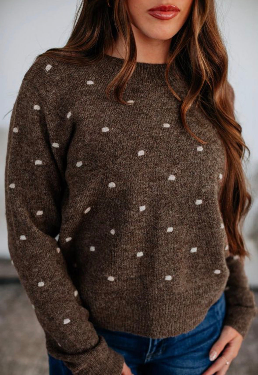Coffee Dotted Print Sweater